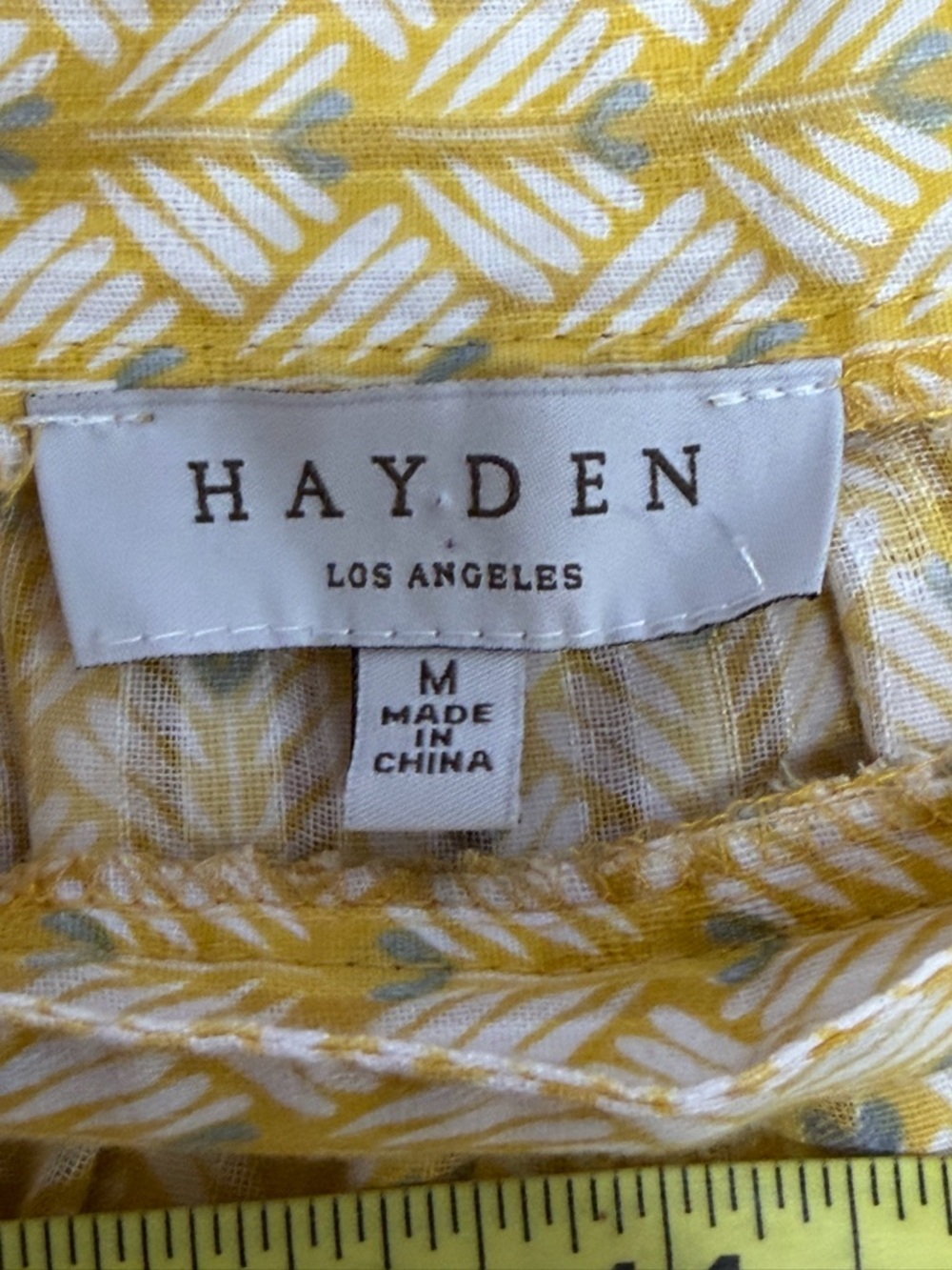 Hayden LA M Yellow Floral Square Neck Puff Sleeve Blouse Boho Cottagecore - Picture 2 of 5